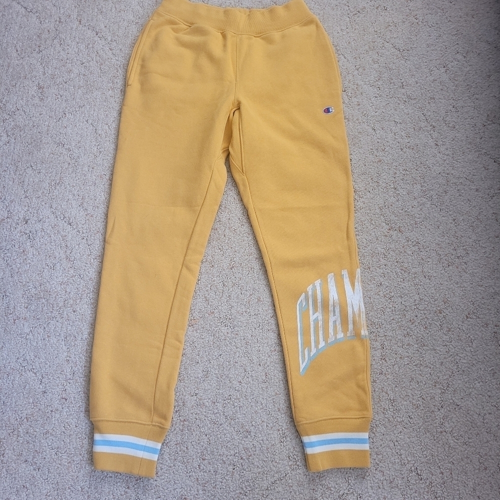 Champion Reverse Weave Small Yellow Sweatpants